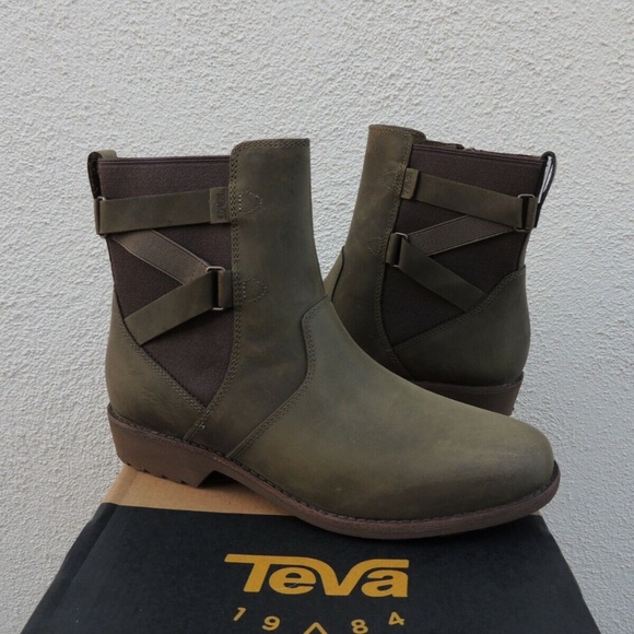 Teva Shoes - NEW Teva Ellery Ankle boots leather waterproof olive SIZE 5 DARK OLIVE NIB